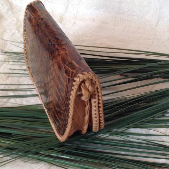 LEATHER Snake Skin Mini Clutch w/ Shoulder Strap - Picture 2 of 8